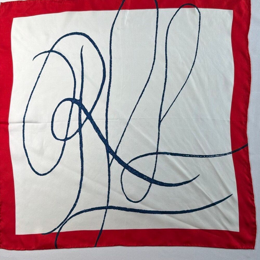 Lauren Ralph Lauren Logo Silk Scarf Square Red White Blue